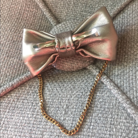 Metallic Bow Tie with Chain Detail - Picture 2 of 2